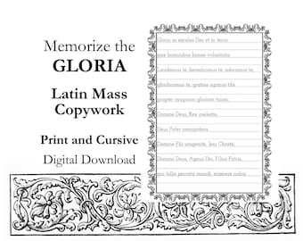Gloria in Excelsis Deo Prayer Copywork: Catholic Latin Mass (PDF Download)