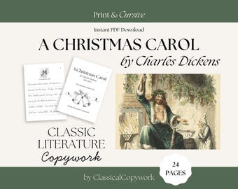 Christmas Copywork: A Christmas Carol by Charles Dickens | Handwriting Curriculum for Homeschoolers | Printable Charlotte Mason Copywork