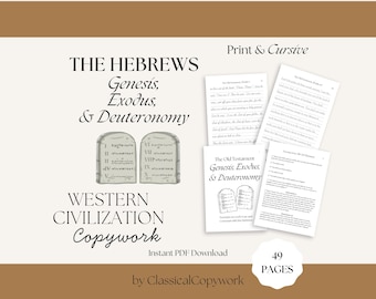 Hebrews Scripture Copywork | Classical Education | Charlotte Mason Bible Worksheet for Homeschool Students | Cursive Penmanship Older Kids