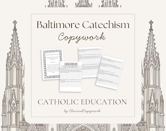 Baltimore Catechism Copywork | First Communion Class Prep | Catholic Homeschool PDF Worksheet | Religious Teacher Education Supplement