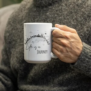 Life Is a Journey Travel Ceramic Mug, Travel Theme Coffee Cup, Adventure Mug, Inspirational Outdoor Drinkware, World Travel Lover Gift