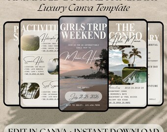 Maui Girls Trip Itinerary Template | Hawaii Travel Itinerary | Animated Luxury Canva Template | Editable Travel Planner
