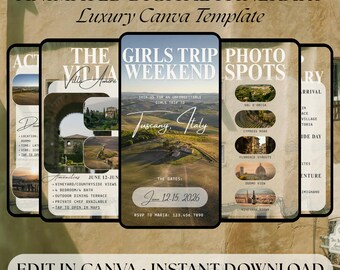 Tuscany Girls Trip Itinerary Template | Italy Travel Itinerary | Animated Luxury Canva Template | Editable Travel Planner
