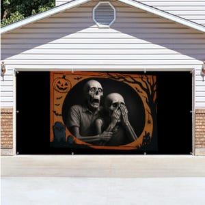 Halloween Garage Door Banner: 16x7 ft Polyester Decor
