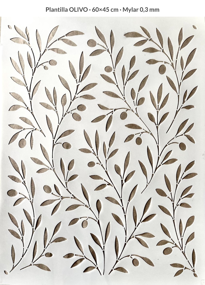 Large Olive Branch Wall Stencil for Walls – Mediterranean Botanical Wallpaper Stencil, Reusable Mylar Stencil 60×45 cm image 4