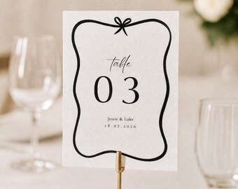 Coquette Wedding Table Numbers | Modern Minimalist Stationery