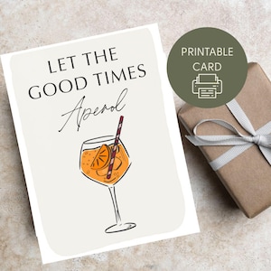 Aperol druckbare Karte - Lustiger Cocktail Gruß - A5 Faltbare digitale Karte - Sommer Geburtstag, Frauennacht oder Einfach so - Sofort Download