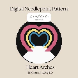 Love Island Heart Arches Digital Needlepoint Chart, 4x4 Ornament Chart for Needlepoint and Cross Stitch, PDF Stitch Chart