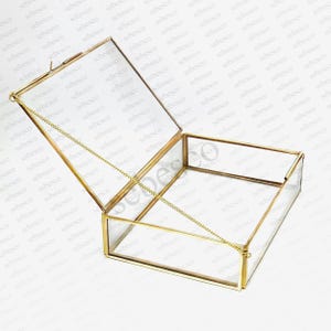 Glass Vanity Display Box with Brass Borders | 9x6x2 Inch Organizer for Jewelry, Cosmetics, Keepsakes, Clear Glass Storage Box, Handmade Case