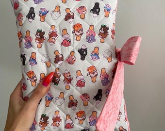 Handmade Cat Print Book Sleeve | Padded Book Cover | Book Lover Gift