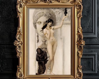 Gustav Klimt - Allegory of Sculpture  | Vintage Figure Print | Classical Goddess Wall Decor | Mythological Artwork