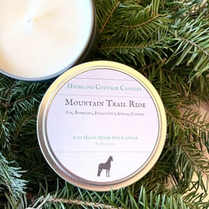 Mountain Trail Ride Candle / Fir, Rosemary, Eucalyptus, Cedar, Cypress Soy Candle / Horse Lover Gift