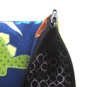 Cute Dinosaurs on Navy Zipper Pouch / Pencil Case / Make Up Bag / Gadget Sack image 4