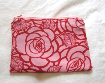 Pink Roses Fabric Coin Purse/Zipper Pouch