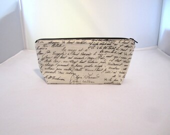 Handwriting Fabric Stand Up Zipper Pouch / Make Up Bag