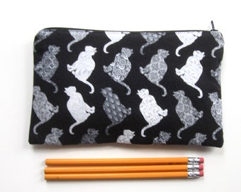 Fancy Gray Cats Zipper Pouch / Pencil Case / Make Up Bag / Gadget Pouch