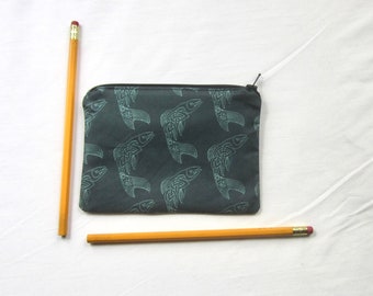 Celtic Fish Fabric Coin Purse/Zipper Pouch/Gift Card Envelope Bag