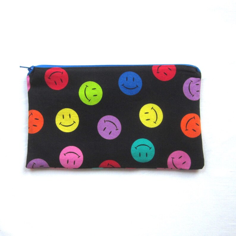 Smiley Face Fabric Zipper Pouch / Pencil Case / Make up Bag / Etsy