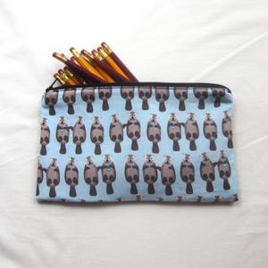 Otters Fabric Zipper Pouch / Pencil Case / Make Up Bag / Gadget Sack image 4