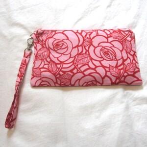 Pink Roses Fabric Wristlet