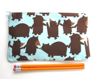 Cute Bears Fabric Zipper Pouch / Pencil Case / Make Up Bag / Gadget Sack