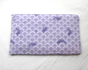 Jumping Fish Fabric Zipper Pouch / Make Up Bag / Pencil Case / Gadget Sack