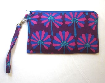 Fans on Purple Fabric Wristlet