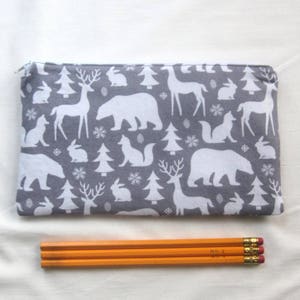 Bolsa de tecido com zíper para raposas e outros habitantes da floresta/estojo de lápis/bolsa de maquiagem/saco de gadgets