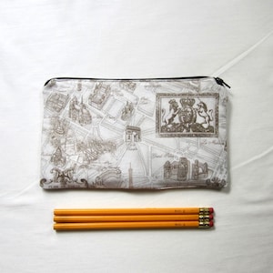 Paris Landmark Mapa tkanina zamek etui/koperta ołówkowa/makijaż torba