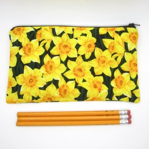 Daffodil Fabric  Zipper Pouch / Pencil Case / Make Up Bag / Gadget Pouch