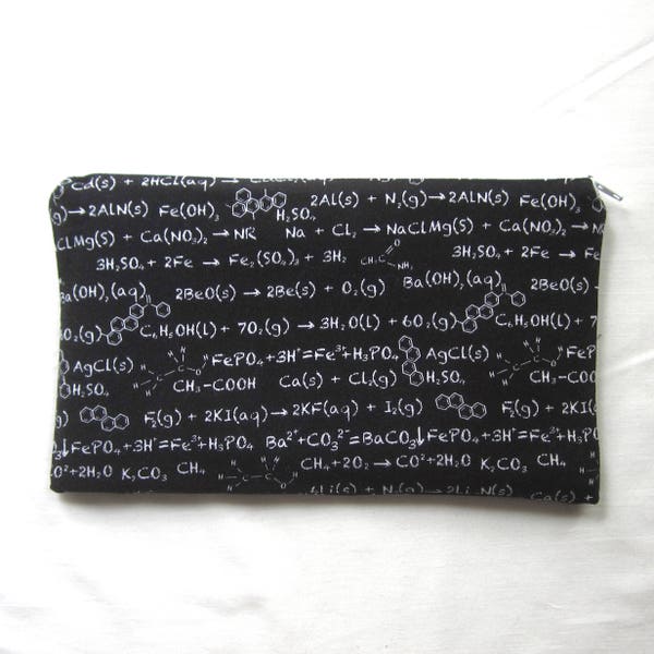 Chemistry Fabric Zipper Pouch / Pencil Case / Make Up Bag / Gadget Sack