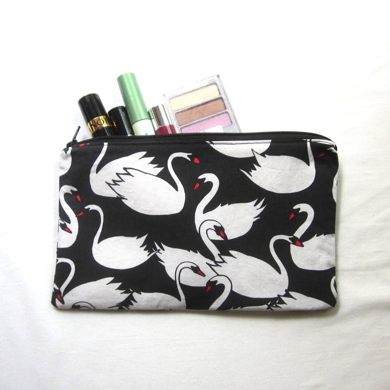 Pochette de fermeture éclair en tissu swans / étui à crayon / sac de maquillage / pochette gadget image 5