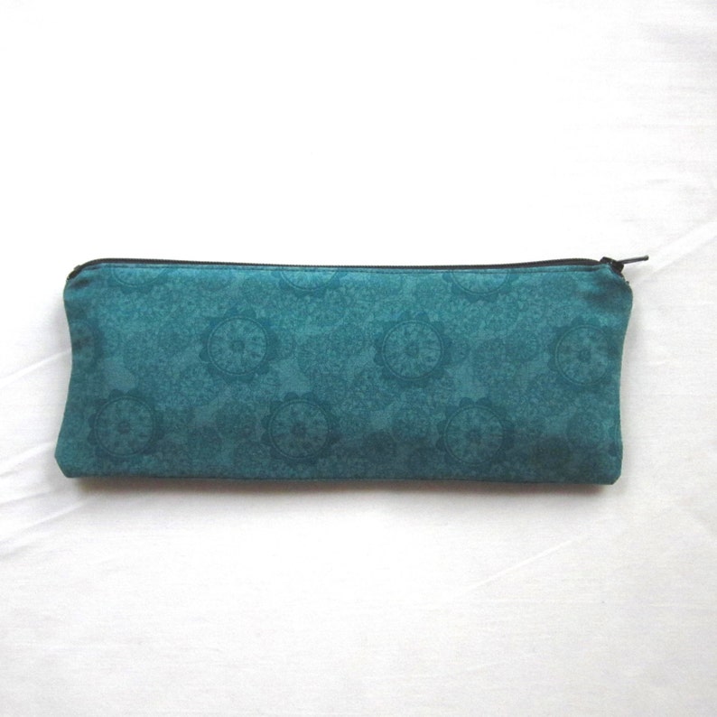 Skinny Aqua Zipper Pouch Pencil Case