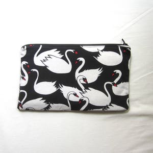 Pochette de fermeture éclair en tissu swans / étui à crayon / sac de maquillage / pochette gadget image 2