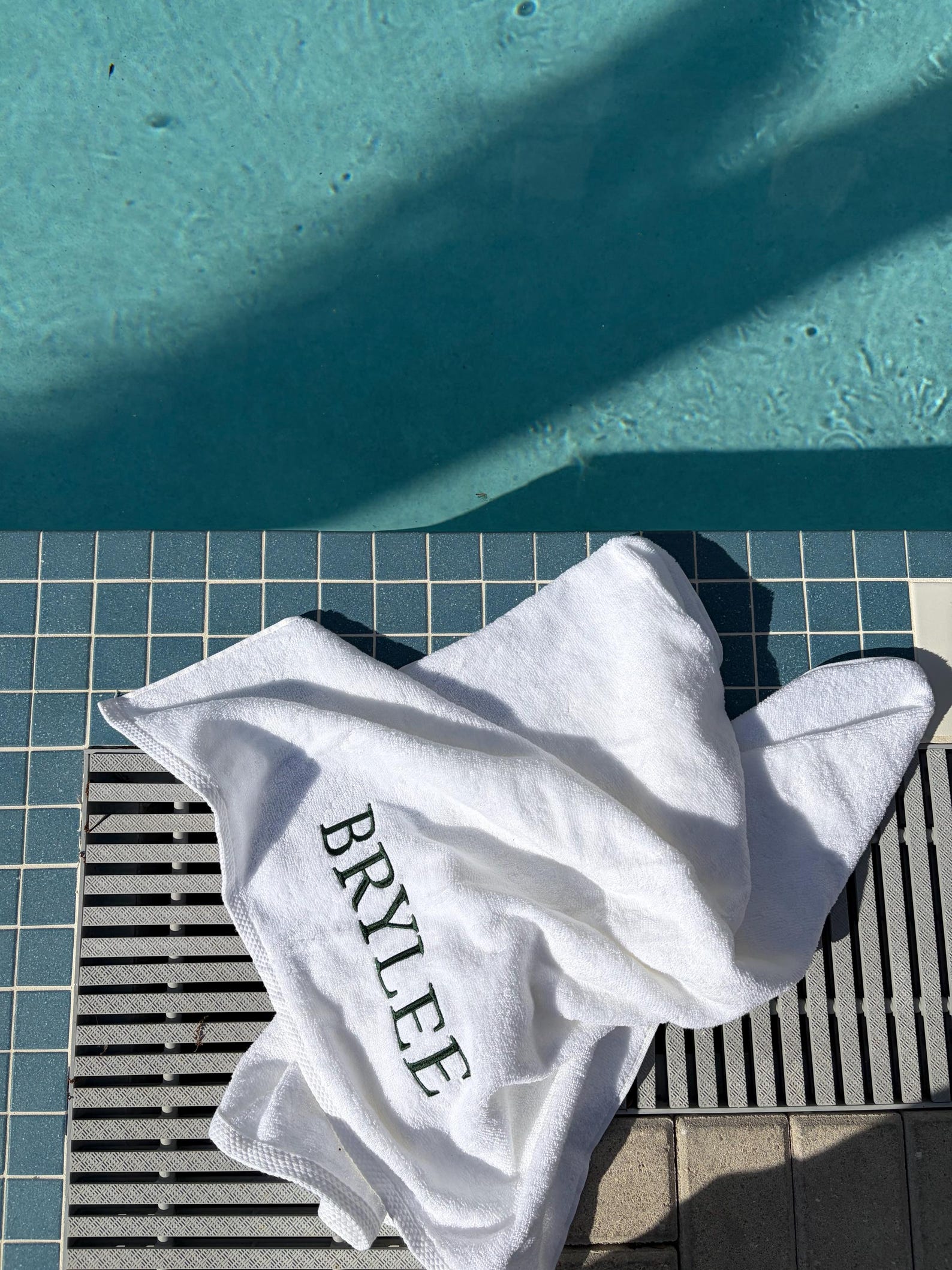 Custom Embroidered Cabana Towel | Personalized Beach Pool Towel - White