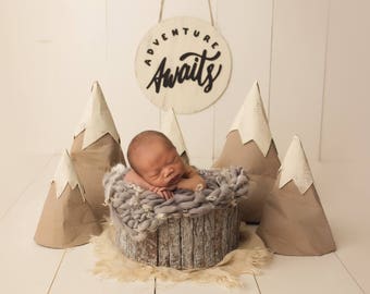 BOY Digital Backdrop -"Adventure Awaits"-Newborn Photo Prop- Digital Background- Download