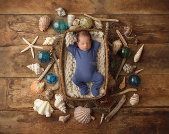 Digital Backdrop for Boy or Girl- "Look what the Tide brought in"- Newborn Photography Prop - Seashells - DIGITAL DOWNLOAD