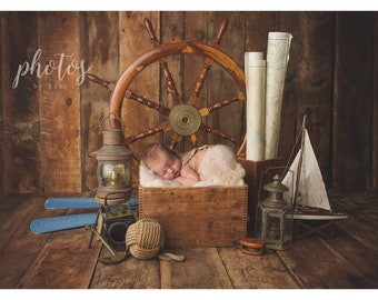 BOY Digital Backdrop- "The Nautical Baby"- Newborn Prop - DIGITAL DOWNLOAD