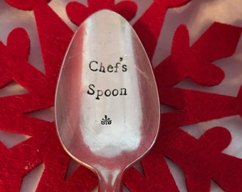 Chef’s Spoon Tasting spoon - Stamped Vintage Teaspoon Stamped spoon. Personalize it! Cook Gift Chef Gift