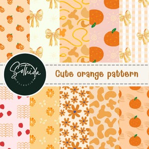 Orange Citrus Seamless Pattern Bundle - 10 Ästhetischer Digitaler Download für Scrapbooking, Stoff und mehr