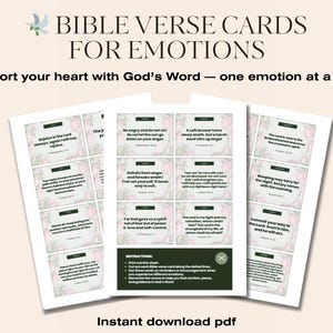 Cartões de Versículos Bíblicos para Emoções | Cartões de Escrituras para Imprimir para Raiva, Medo, Alegria e Paz | Apoio Cristão para Ansiedade e Humor | Download em PDF