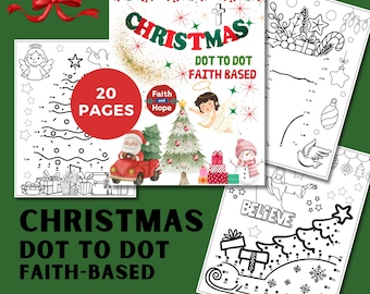 Christmas Dot to Dot for Kids – Christian Activity Printable 20-Pages, Faith Based Holiday Worksheet PDF, Bible Dot Game A4 US Letter
