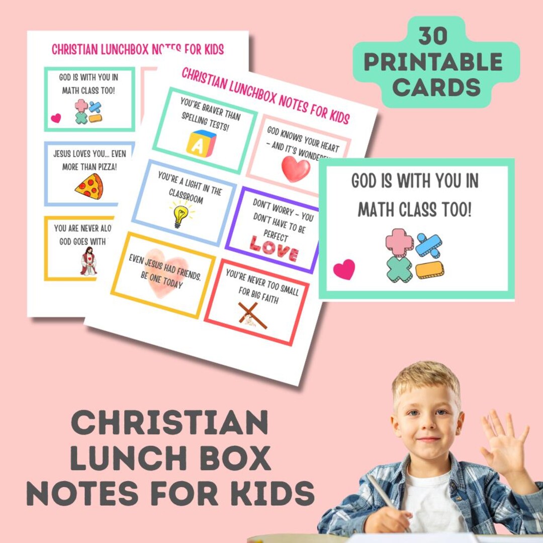 Christian Lunch Box Notes for Kids, Printable Bible Verse Cards - Etsy