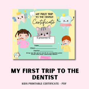 Certyfikat za pierwszą wizytę u dentysty do druku, Certyfikat nagrody za opiekę stomatologiczną dla dzieci, Dentysta dziecięcy do druku, Nagroda za pierwsze badanie zębów