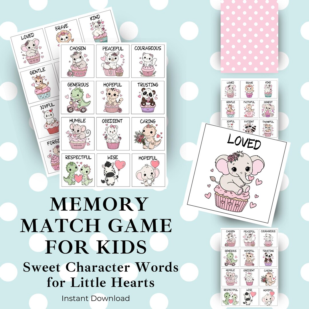 Printable Memory Match Game for Kids, Positive Character Traits Cards ...
