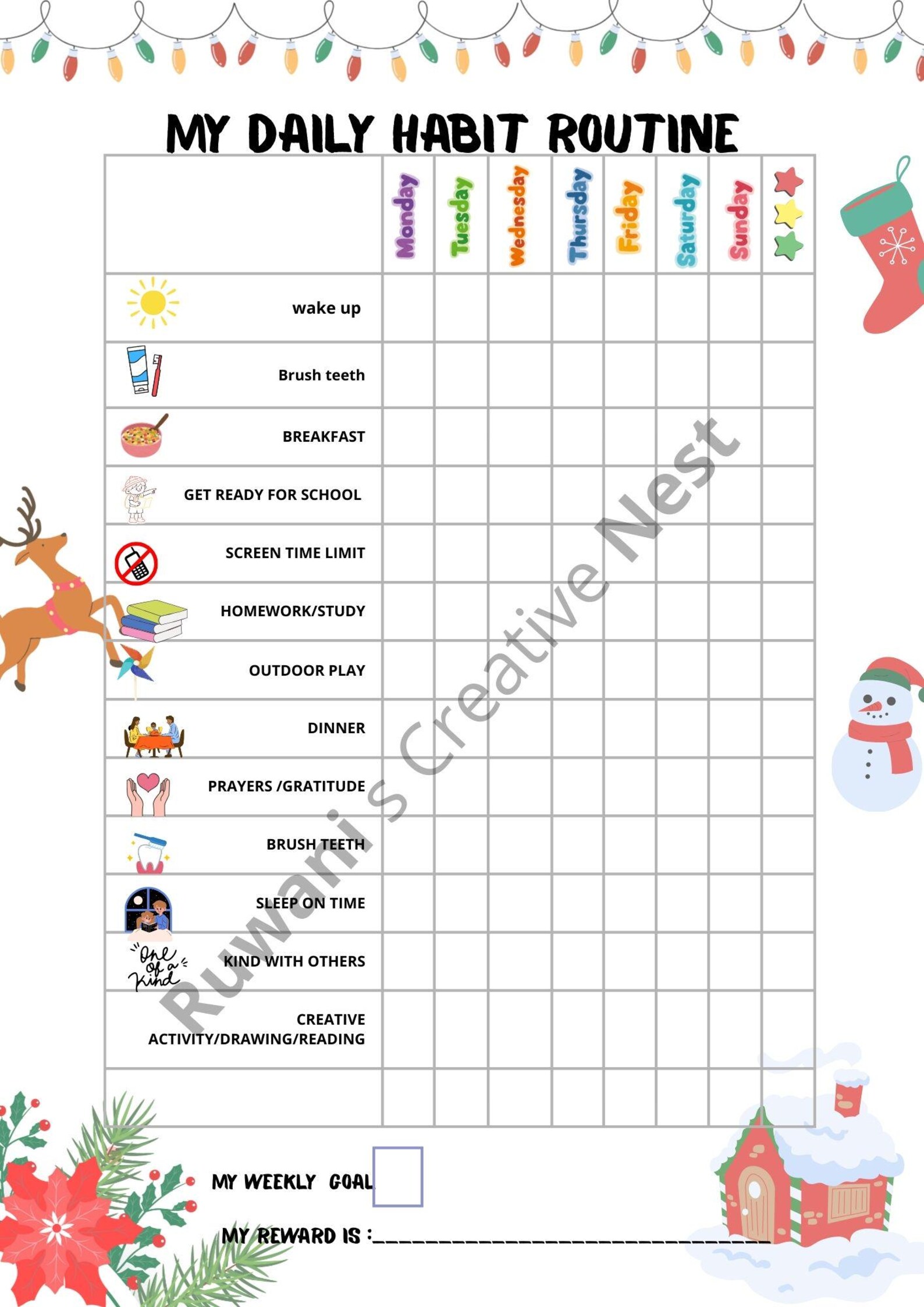 10 Fun Themes Kids Daily Routine Chart and Ready to Use Reward Coupon ...