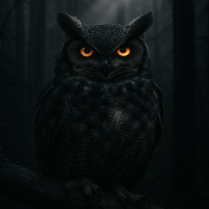 Owl Wall Art Digital Download Amber Eyes Printable Poster Forest Animal Print Black and White Wildlife Artwork 8x10