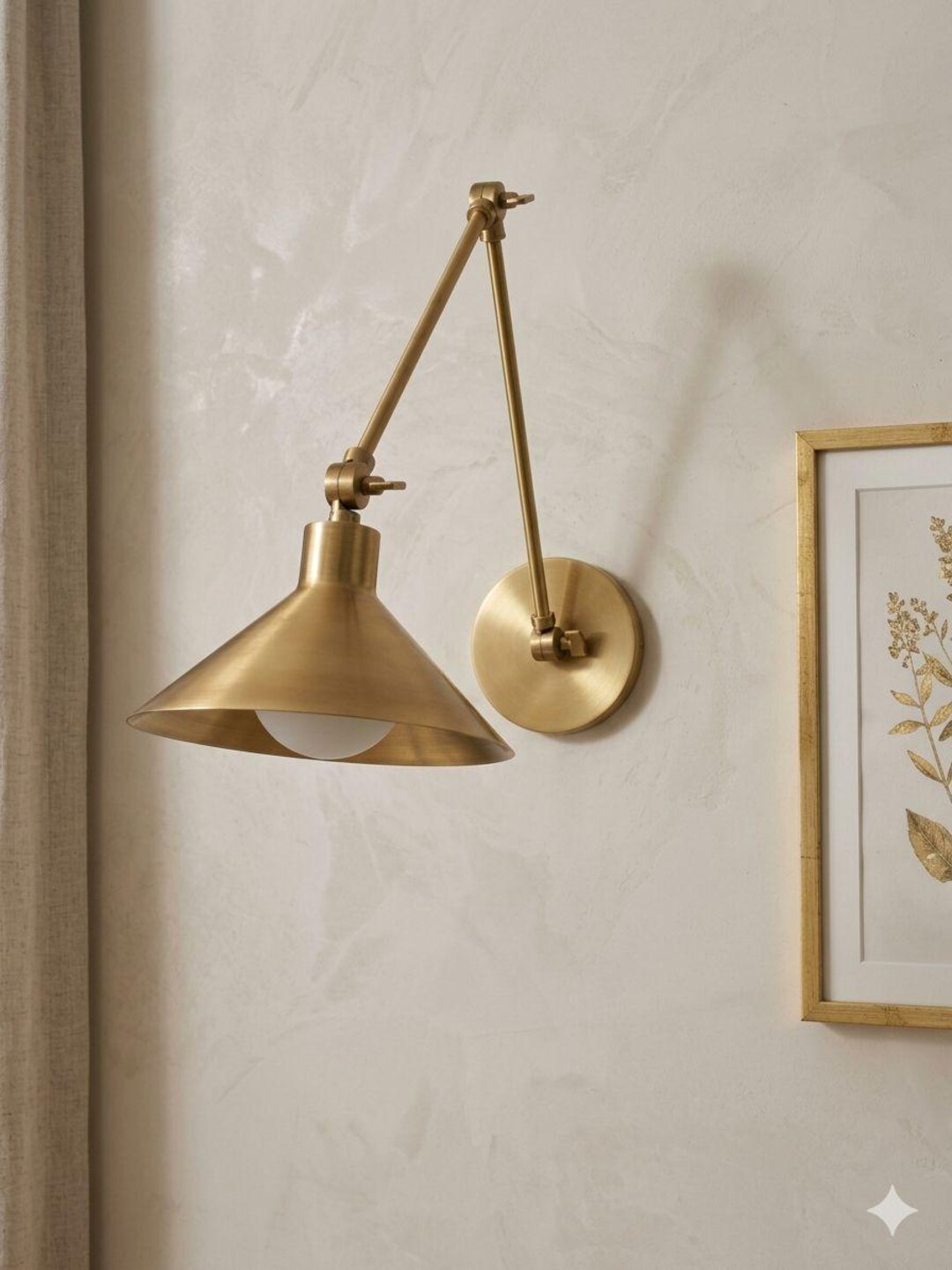 Adjustable Brass Swing Arm Sconce | Industrial Mid Century Modern Task ...