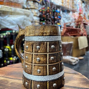 Medieval Barrel Mug: Viking Style Tankard, Rustic Fantasy Drinkware
