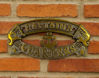Vintage messing bord Captain's Quarters – Plaquette nautisch decor